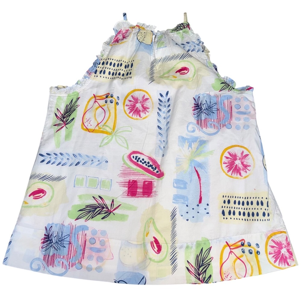 Crown & Ivy Multi Fruit Print Cotton Ruffle Neck Tank Top Small NWT fruitcore - Picture 6 of 10